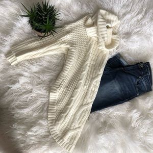 Express cream/white long turtleneck sweater.